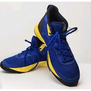 Boys Under Armour Basketball Shoes‎ Youth Size 6.5 Blue Yellow Black